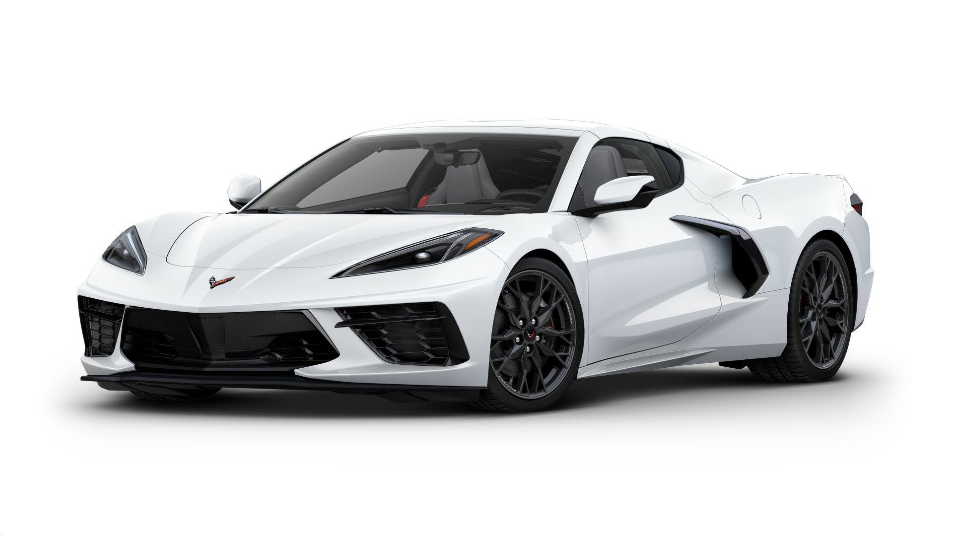 2027 Chevrolet Corvette Stingray 1LT in Arctic White — front three-quarter view