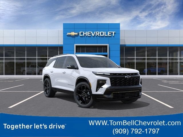 2026 Chevrolet Traverse RS in Polar White Tricoat — front three-quarter view