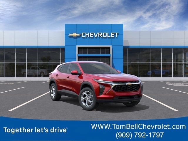 2026 Chevrolet Trax LS in Apex Red — front three-quarter view